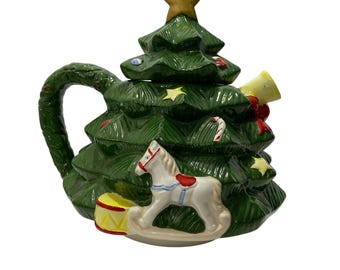 Vintage Collectible Nostalgic AMC Holiday  Christmas Tree Ceramic Teapot Retro