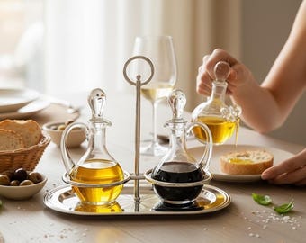 International Silver Company Silverplated Crystal Oil Vinegar Condiment Set New