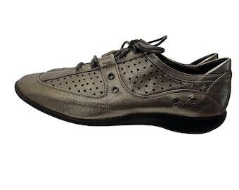 Stuart Weitzman Metallic Pewter Leather Luxury Designer Oxfords Preppy Wo's 8