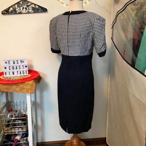 Vintage 1950s Navy Blue/Plaid Shoulder Pad Double… - image 8