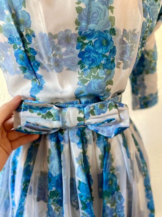 Vintage 1950s Beautiful Mode O’ Day Blue Floral S… - image 5