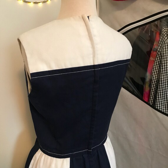 dress white top blue bottom Simplee Women's Urban Chic Colorful Bottom White Line Embroidered Ruffle Puff Sleeve Cinched Waist Short Dress Summer Elegant