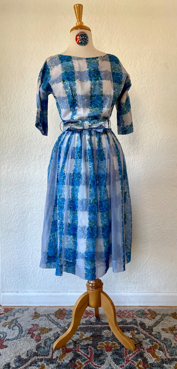 Vintage 1950s Beautiful Mode O’ Day Blue Floral S… - image 2