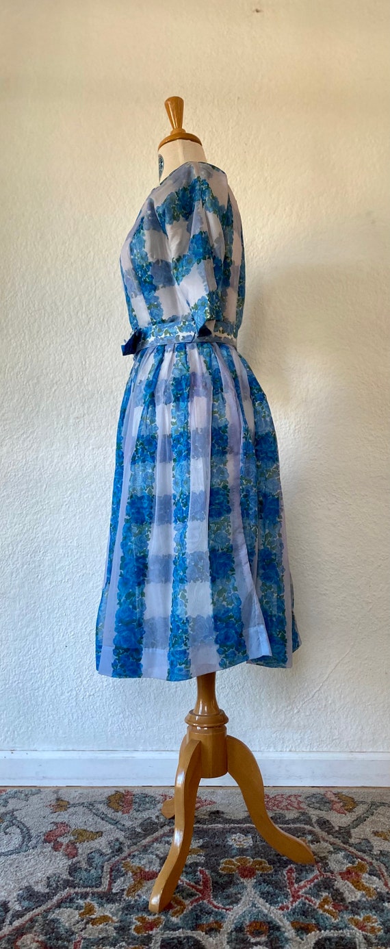 Vintage 1950s Beautiful Mode O’ Day Blue Floral S… - image 3