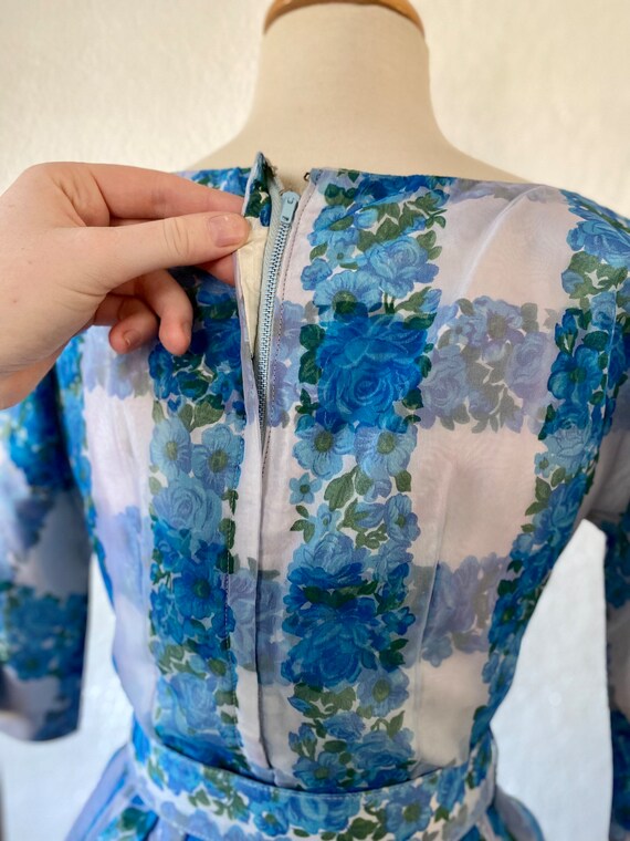 Vintage 1950s Beautiful Mode O’ Day Blue Floral S… - image 9