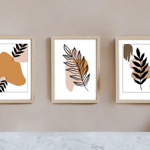 3er Set druckbare Wandkunst, Botanisches Thema, Home Decor, Line Art, Illistration Art, sofort herunterladbar