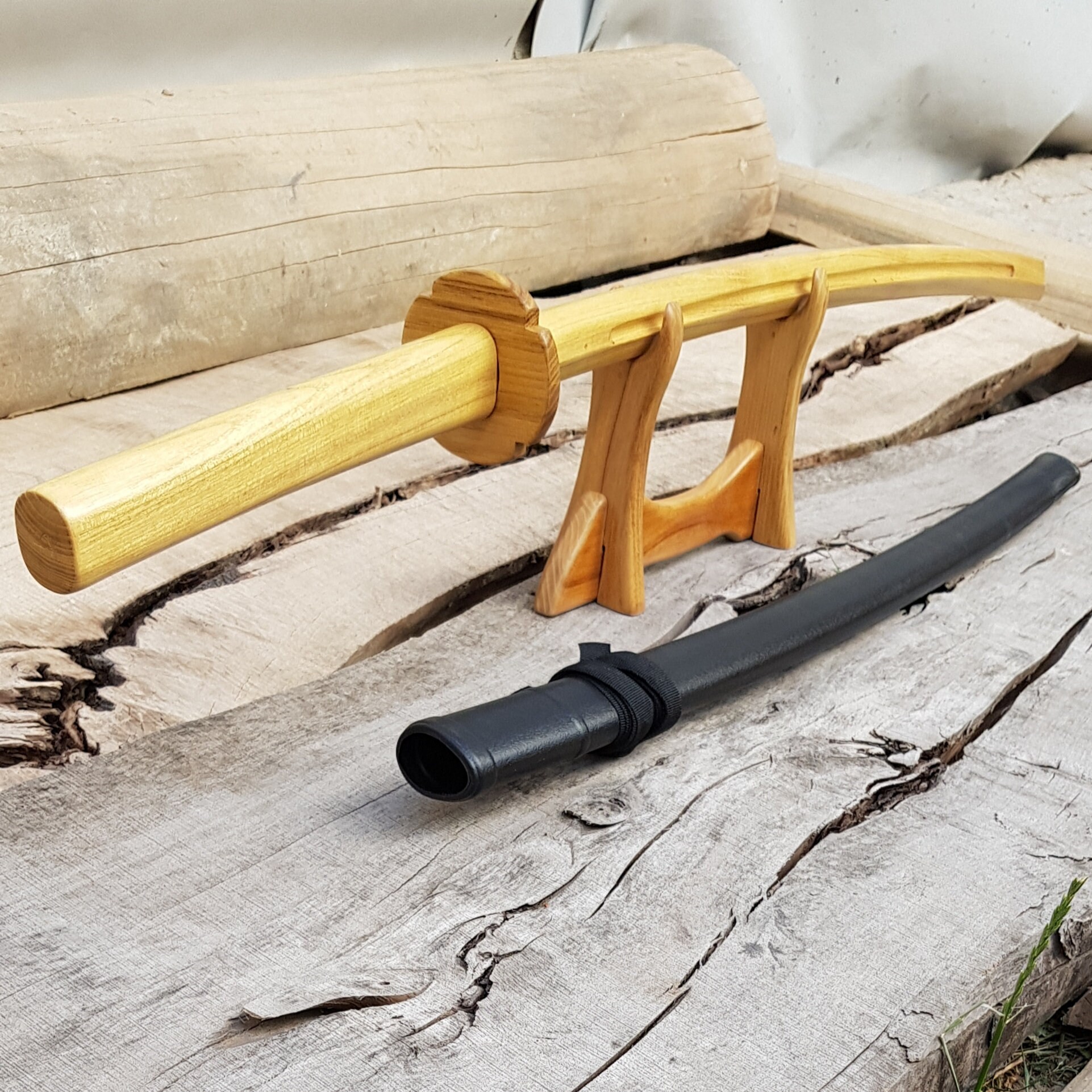 A Set of Wooden Weapons for Aikido Bokken Daito-ryu, Jo, Tanto From Ash and  a Bag for Carrying and Storage. -  Hong Kong