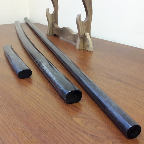 A set of wooden weapons for aikido bokken tanto European Ash jo 