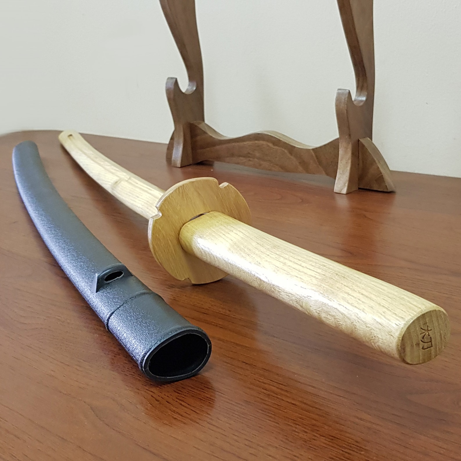 Wooden Daito Bokken With Groove Tsuba and Saya Japanese Etsy