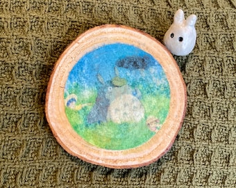 Studio Ghibli Totoro Coasters, set of 4, Printed on wood