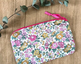 Handmade clutch bag in Liberty Clare Rich pink fabric