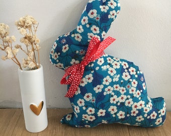 Rabbit upholstered in Liberty Mitsi ultramarine fabric