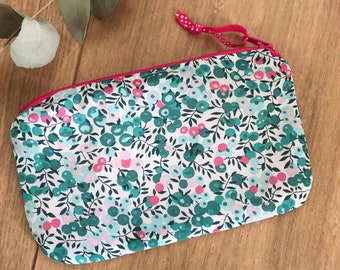Handmade pouch kit in emerald Liberty Wiltshire fabric