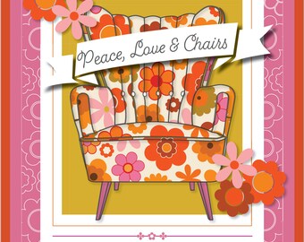 PRINT VERSION Coloring Book |  60's Flower Power Chair | Peace, Love & Chairs