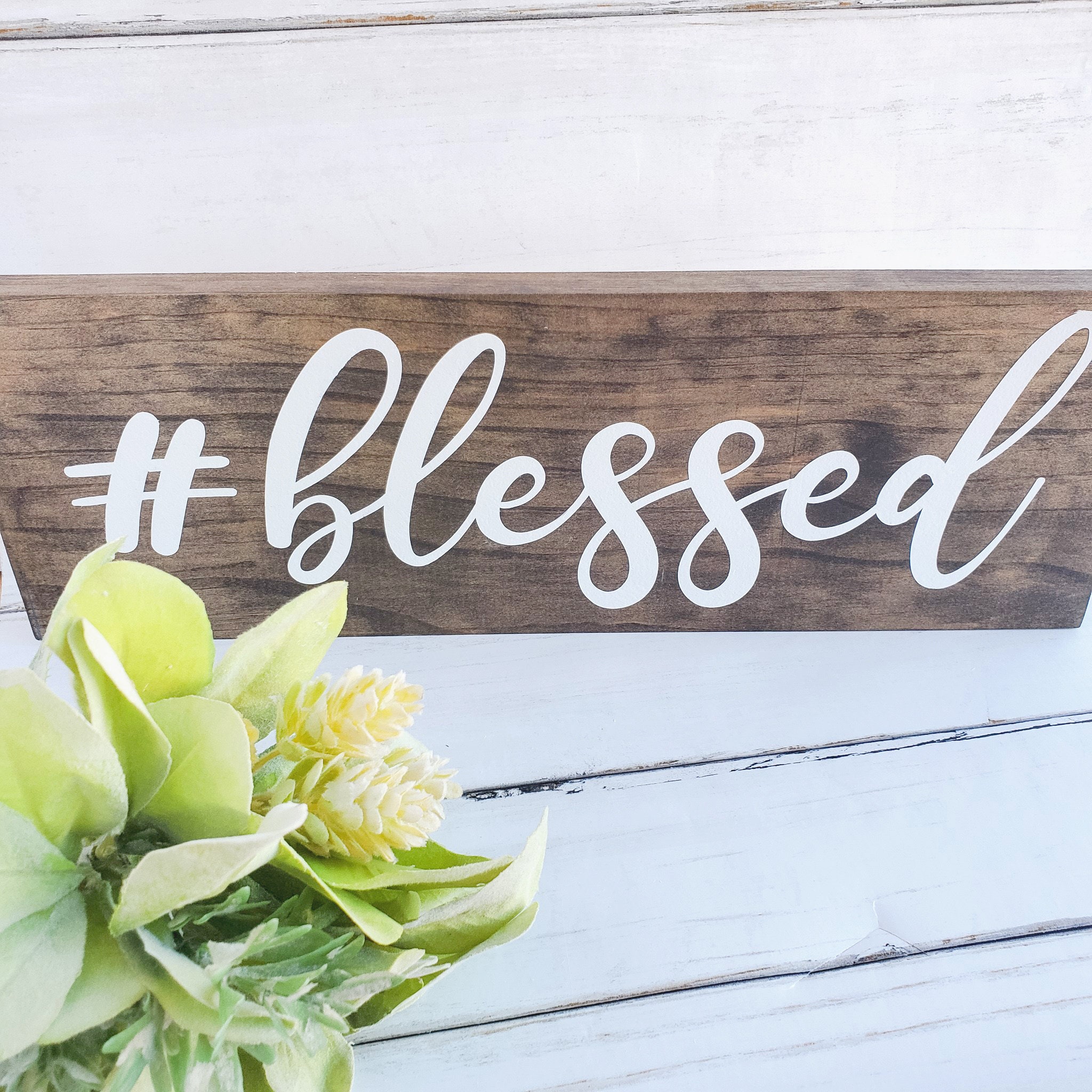 Hashtag Rustic Wood Signs Blessed Wooden Sign #blessed Hand Painted Blessed 
