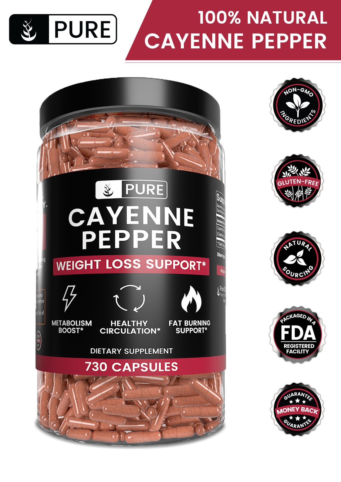 Cayenne Pepper 730 Capsules 530 mg/Serving Etsy