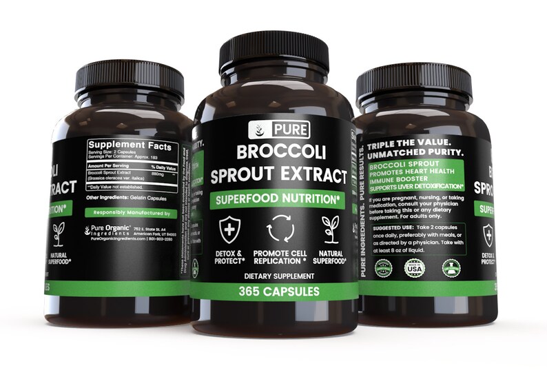 Broccoli Sprout Extract 365 Capsules 880 mg/Serving Etsy