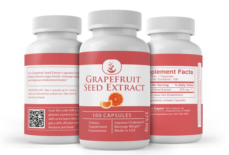 Grapefruit Seed Extract Capsules 375 mg Per Serving Etsy