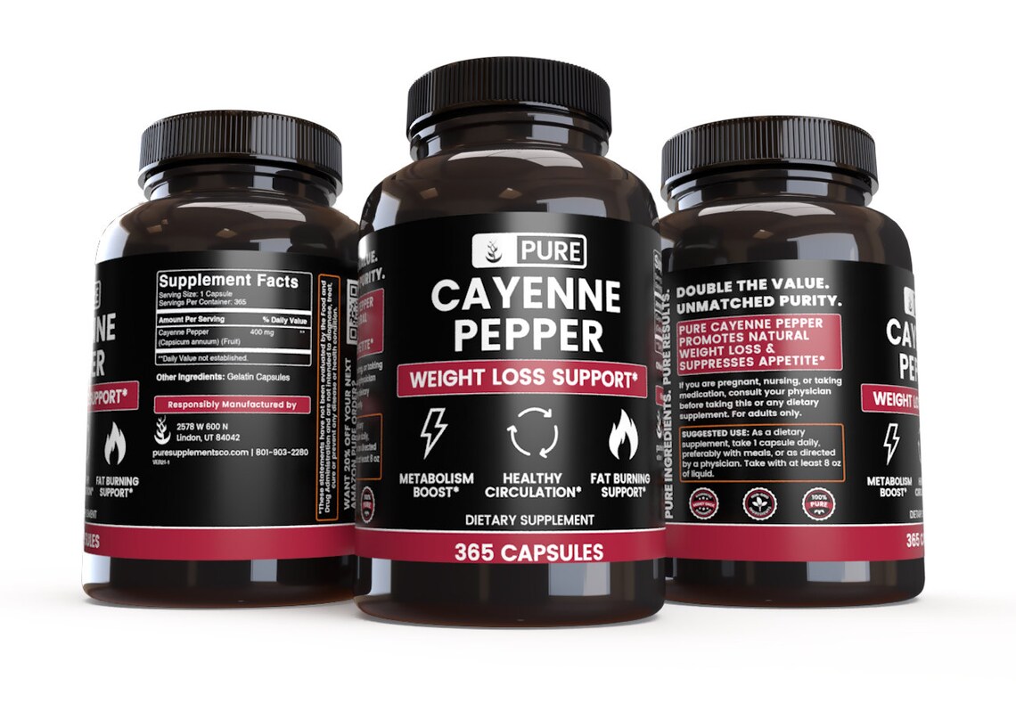 Cayenne Pepper 365 Capsules 400 mg/Serving Etsy