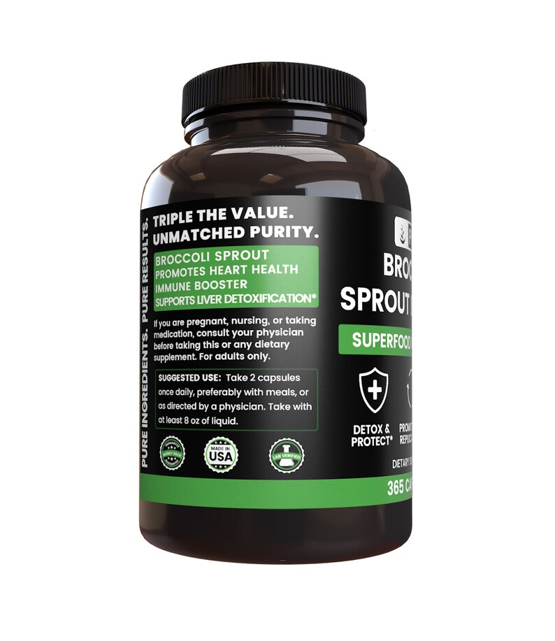 Broccoli Sprout Extract 365 Capsules 880 mg/Serving Etsy