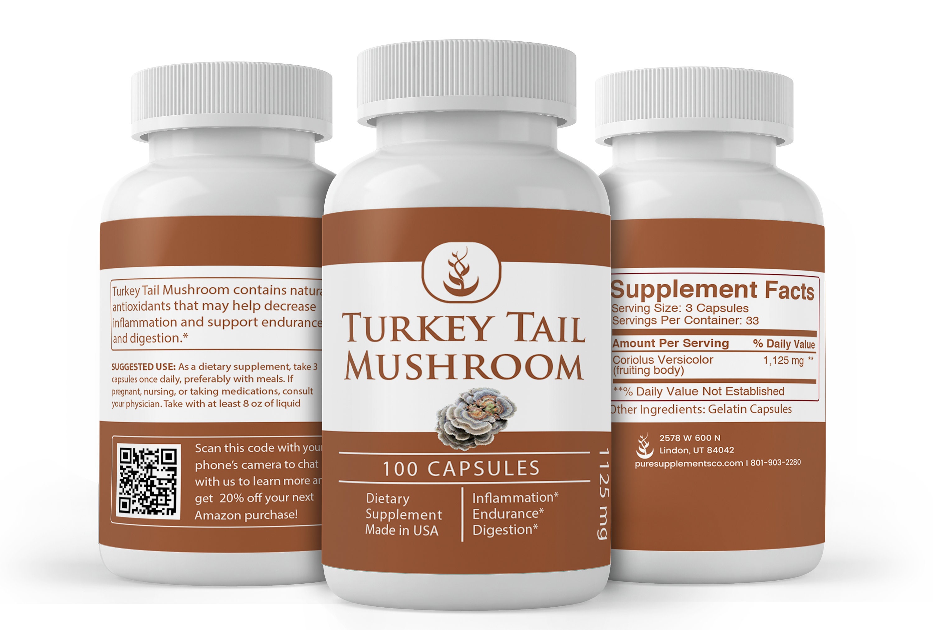 Turkey Tail Mushroom 100 Capsules Etsy