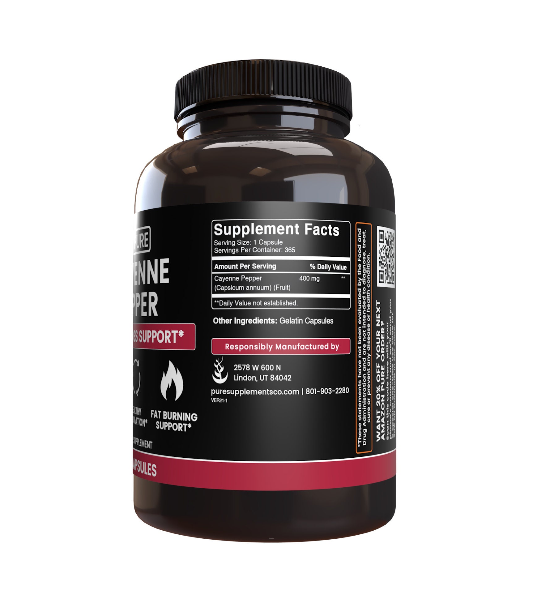 Cayenne Pepper 365 Capsules 400 mg/Serving Etsy