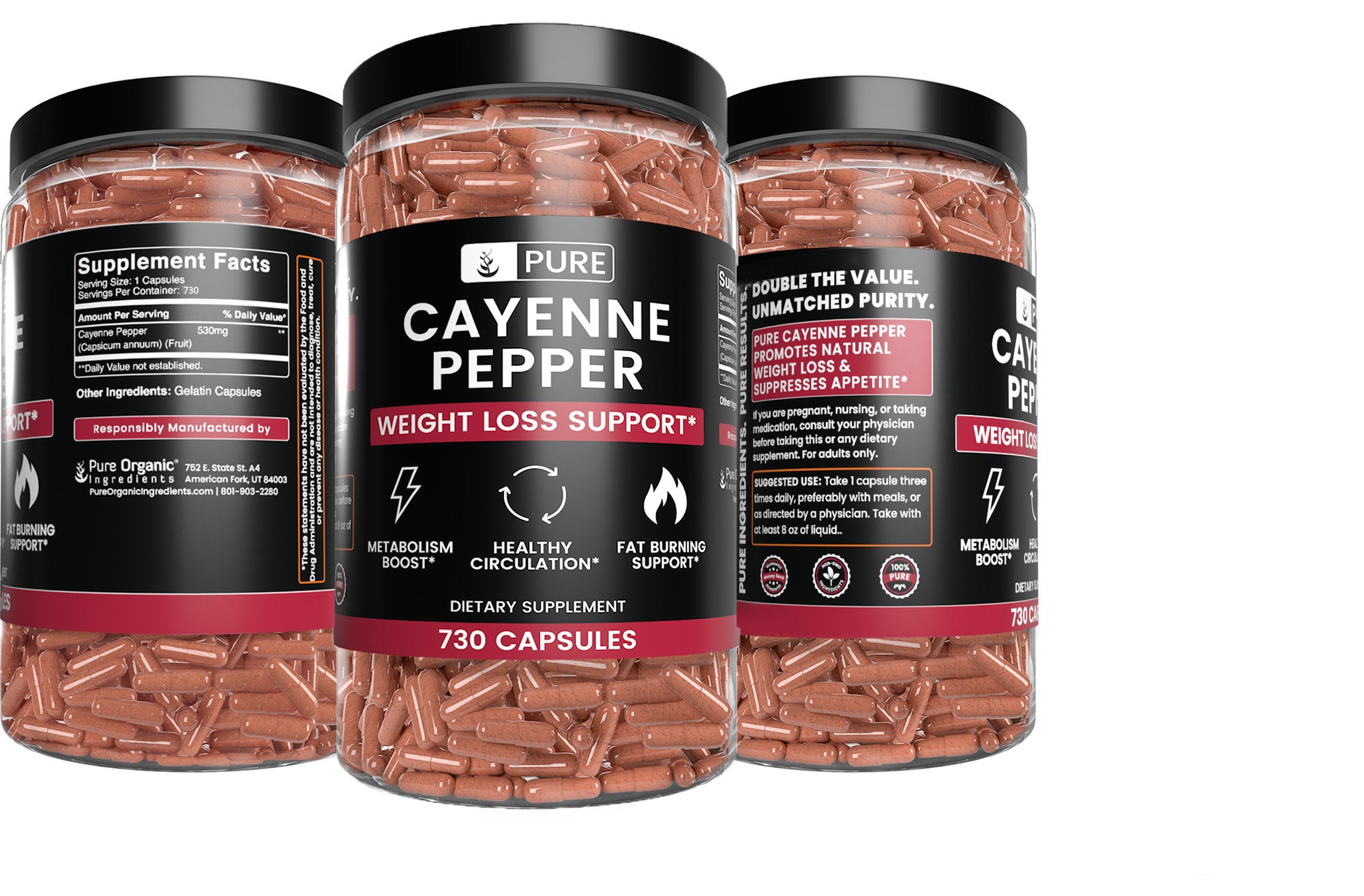 Cayenne Pepper 730 Capsules 530 mg/Serving Etsy