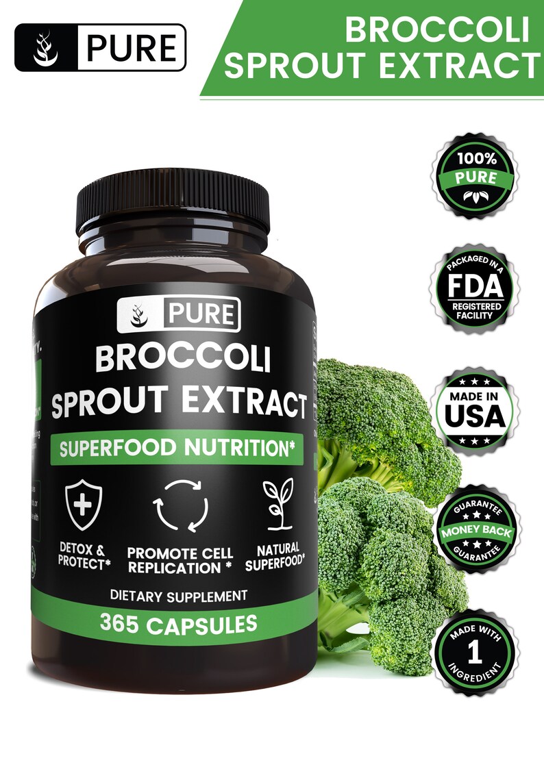 Broccoli Sprout Extract 365 Capsules 880 mg/Serving Etsy
