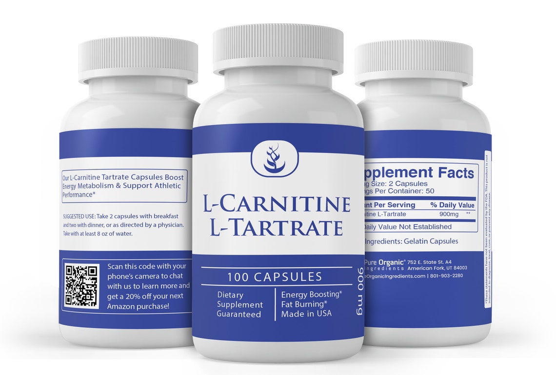 LCarnitine LTartrate 100 Capsules 900 mg/Serving Etsy