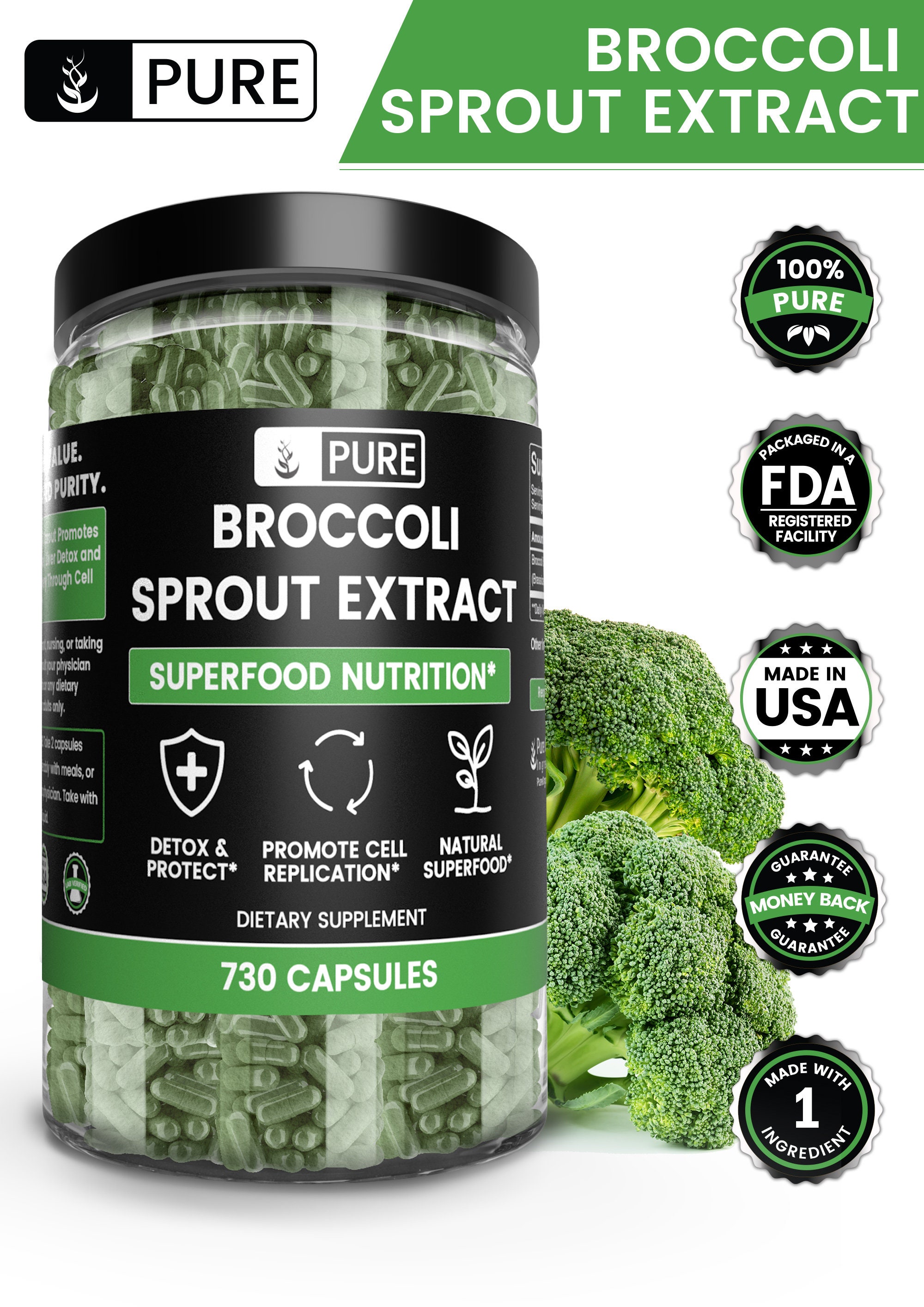 Broccoli Extract 730 Capsules 800 mg/Serving Etsy