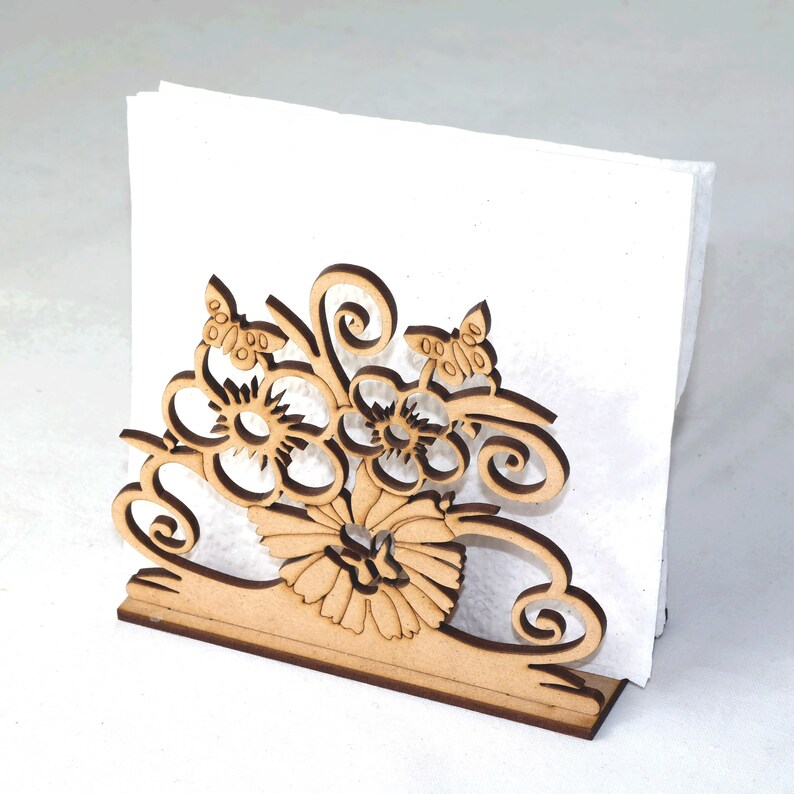Butterfly floral napkin holder Dxf pattern for cnc laser Etsy