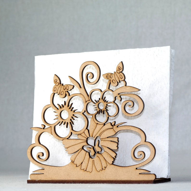 Butterfly floral napkin holder Dxf pattern for cnc laser Etsy