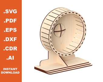 May include: A wooden hamster wheel with a stand. The wheel is made of natural wood and has a brown rim. The stand is made of the same wood and has a rectangular base.