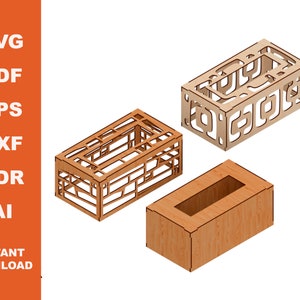 Tissue Box Cover / Laser Cut files  / Instant Download / Cnc Pattern / Cnc Project / Digital Download