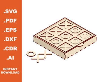 Tic Tac Toe Spiel DXF Laser Cut Dateien, CNC Schnittmuster (Digitaler Download)