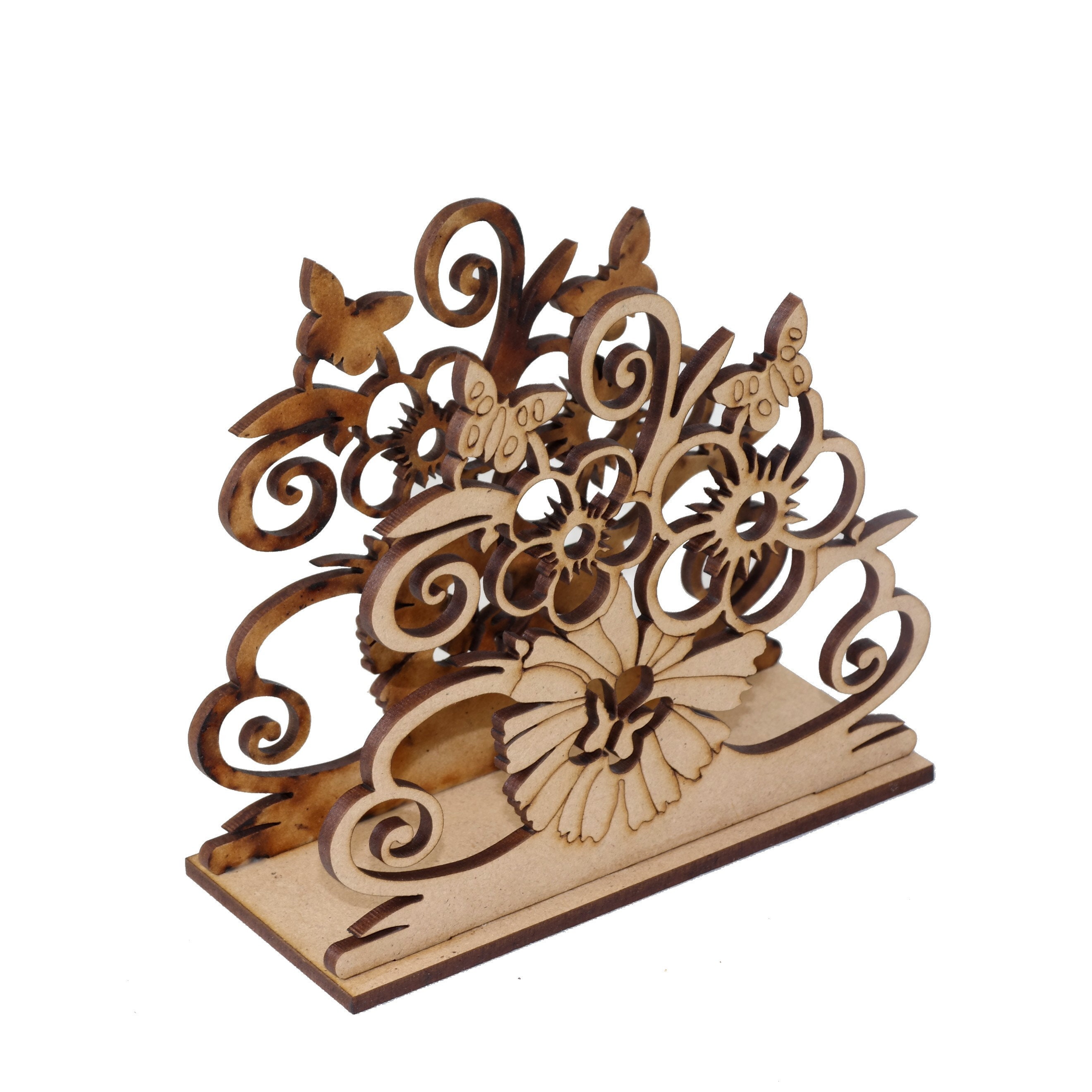 Butterfly floral napkin holder Dxf pattern for cnc laser Etsy