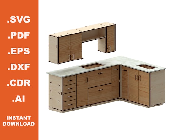 Doll Kitchen Furniture Laser Cut Files, CNC Project (Digital Download)