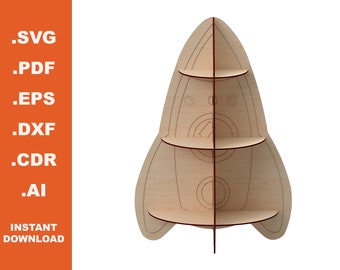 Rocket Cupcakes Stand – Laser cut files- Instant download