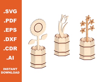 Flower pot/ Laser cut files / Instant Downloadable