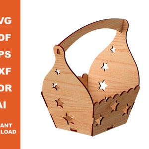 Basket with handle - Laser cut files - Instant Download