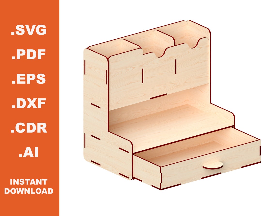 Desk Organizer Laser Cut Files Instant Download Etsy Canada