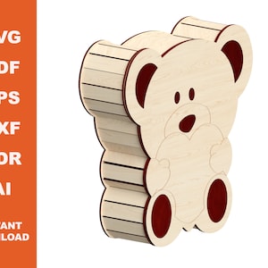 Box Bear / File laser cut / Scaricabili istantaneamente