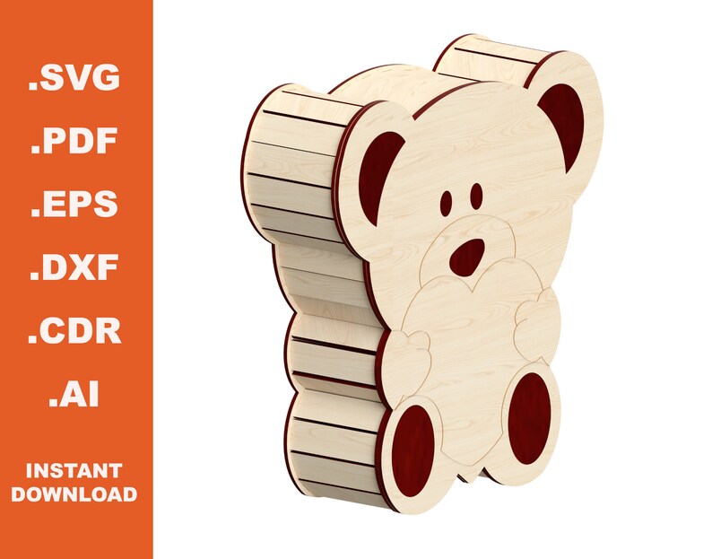 Box Bear / Laser Cut Files / Instant Downloadable Etsy