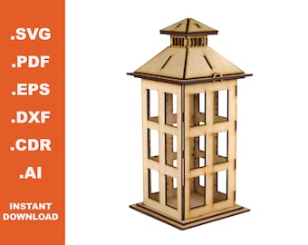 Laser Cut Lantern SVG, CNC Plywood Lamp, Vector Files (Digital Download)