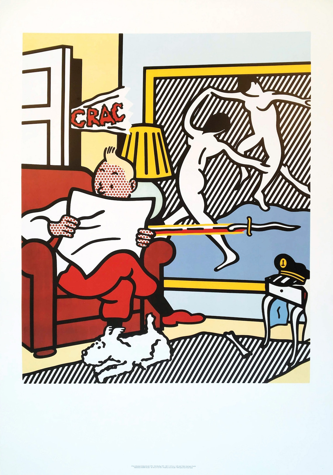 Roy Lichtenstein 'Tintin Reading' 1994 Rare vintage image 0