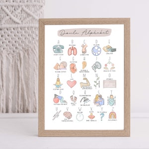 Doula Alphabet Print - doula gift doula wall office decor art