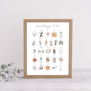 Special Education Teacher Alphabet Print - SPED teacher gift classroom wall office decor art