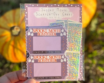 Spooky Movie Watchlist Scratch-Off Card Pack of 10 -  Movie Lover Gift Scratcher