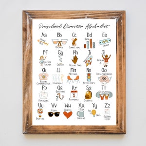 Preschool Director Alphabet Print - administrator gift administrative wall decor boss childcare early childhood