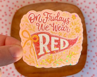 Kansas City Football Girly Fan Sticker  - On Fridays We Wear Red